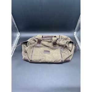 Tommy‎ Bahama Canvas Leather Trim Duffle Bag Travel Weekender Khaki Brown